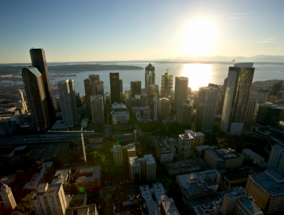 Downtown-Seattle-MID-City-Council Arial view of downtown Seattle