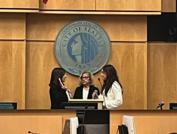 Seattle City Councilmember Maritza Rivera is sworn in at Seattle City Hall.
