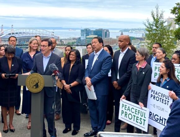 Rivera-June2025-Demo-Update Councilmember Rivera joins state and local official at a press briefing on Saturday's expected demonstrations.