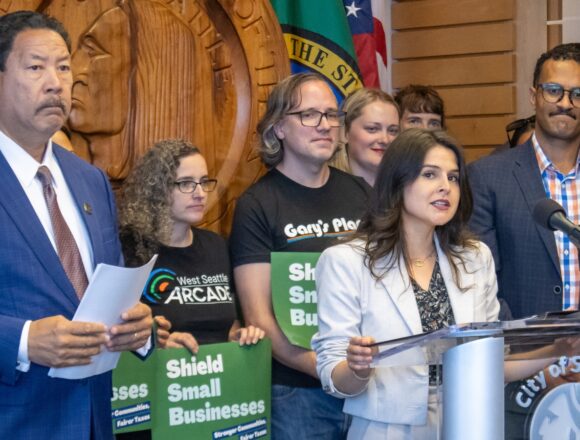 Seattle-Shield-proposal Councilmember Rinck speaks at the press conference.