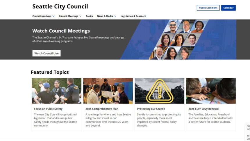 Screengrab of the redesigned council website.