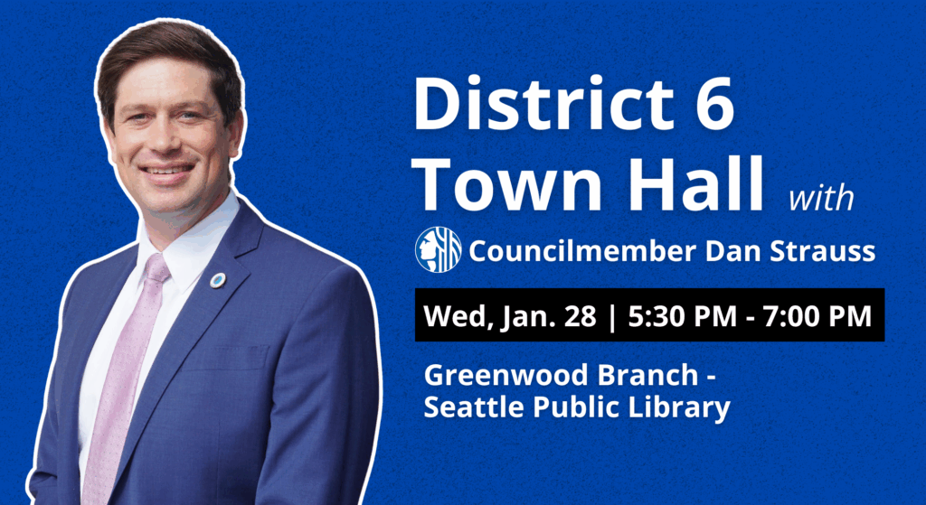 graphic with details of District 6 Town Hall details