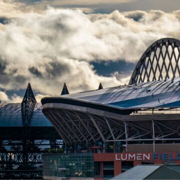 seattle stadiums at sunset