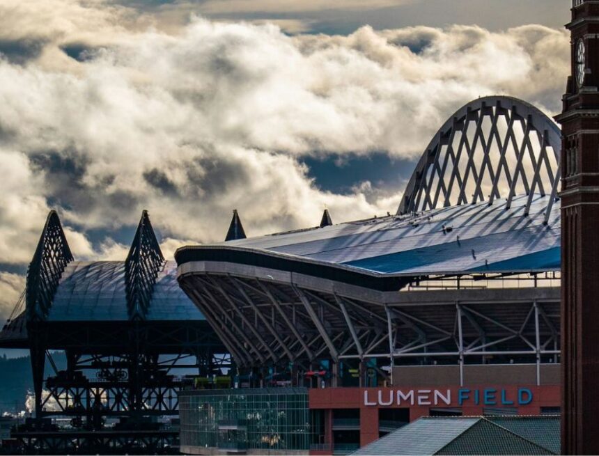 seattle stadiums at sunset