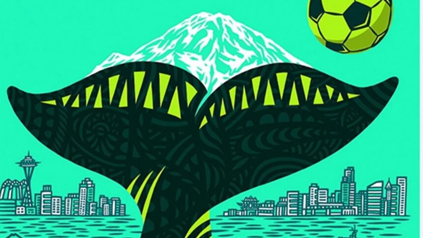 FIFA poster of whale tail with soccer ball