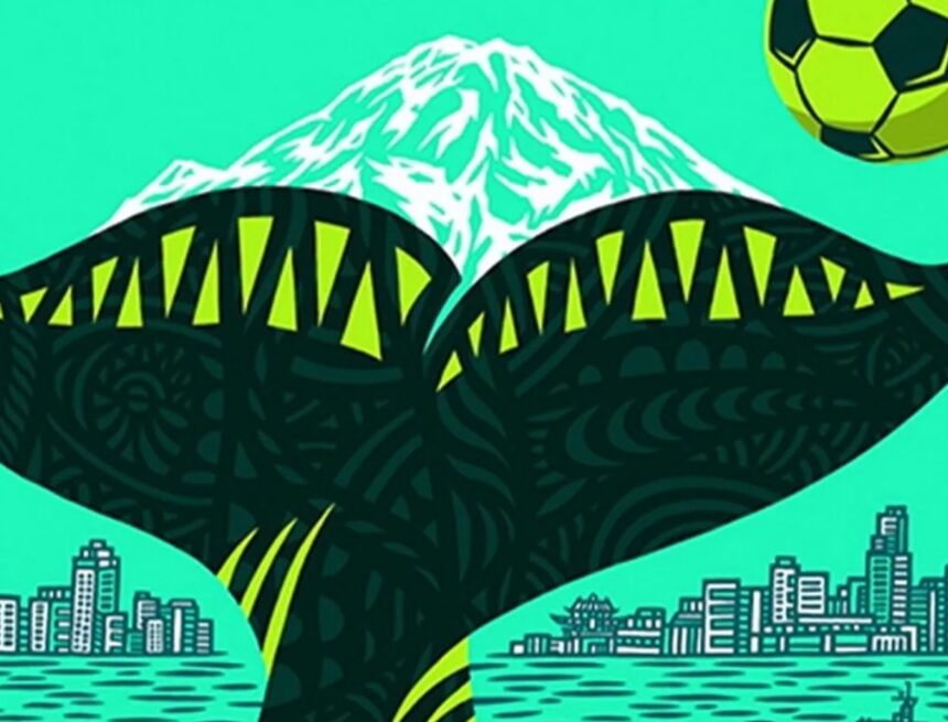 FIFA poster of whale tail with soccer ball